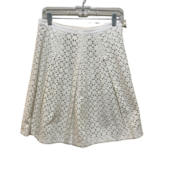 Tory Burch Haylie Eyelet Lace Cotton Midi Skirt Cream Size 6 - Picture 2 of 8